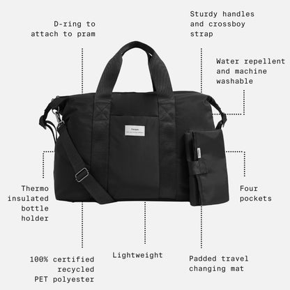 Eco-Friendly Black Holdall Bag with Changing Mat – Versatile Gym and Hospital Travel Bag 2