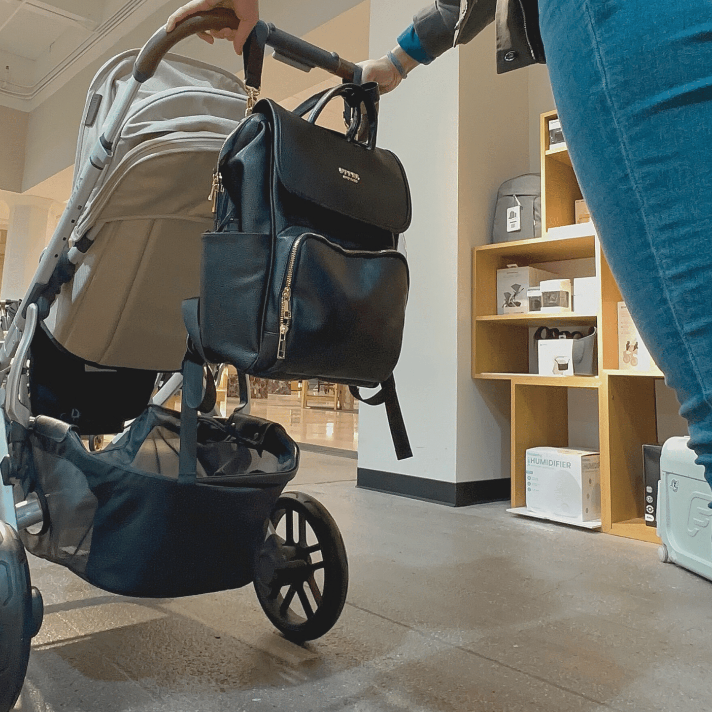 Elegant Vegan Leather Diaper Bag Backpack – Stylish Baby Bag with Insulated Bottle Holders and Stroller Clips 8