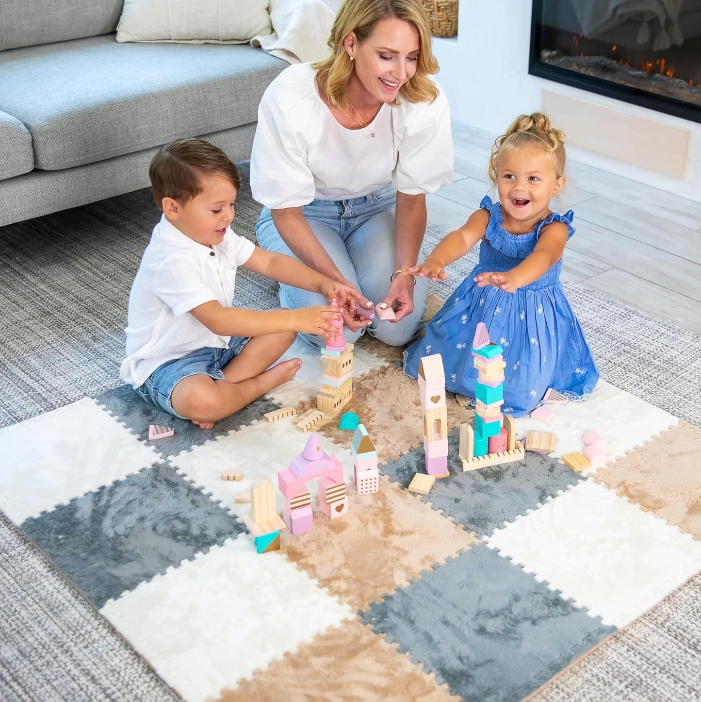 Fluffy Interlocking Floor Mats – Washable Non-Slip EVA Foam for Safe Play Areas – Customizable Sizes and Vibrant Colors 1