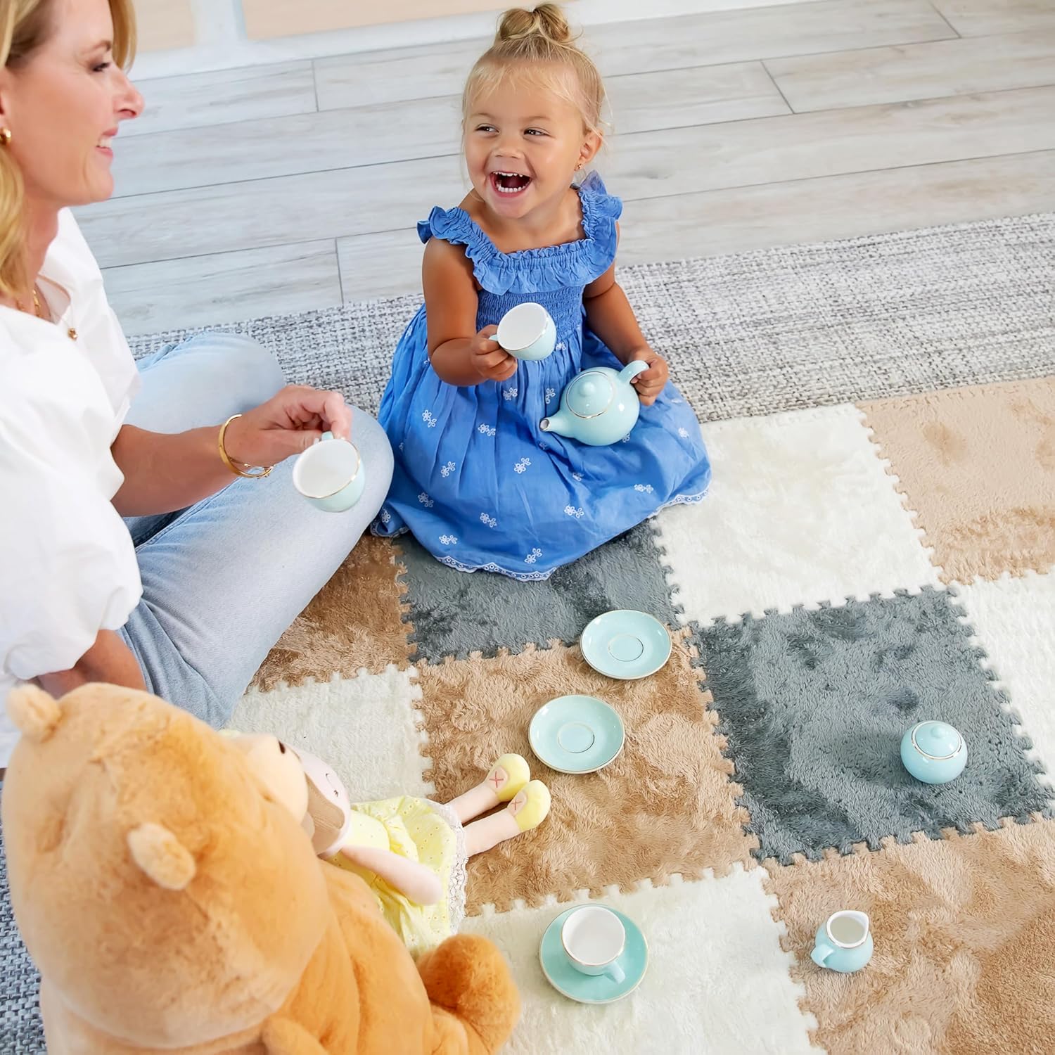 Fluffy Interlocking Floor Mats – Washable Non-Slip EVA Foam for Safe Play Areas – Customizable Sizes and Vibrant Colors 2