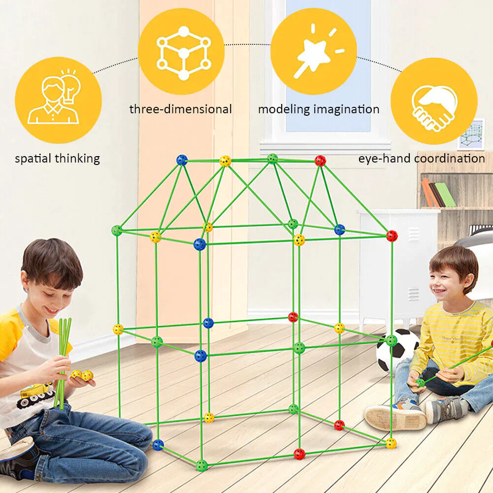 Kids DIY Fort Building Kit - 72 or 144 Pieces for Creative Playhouses, Tunnels, and STEM Learning 3