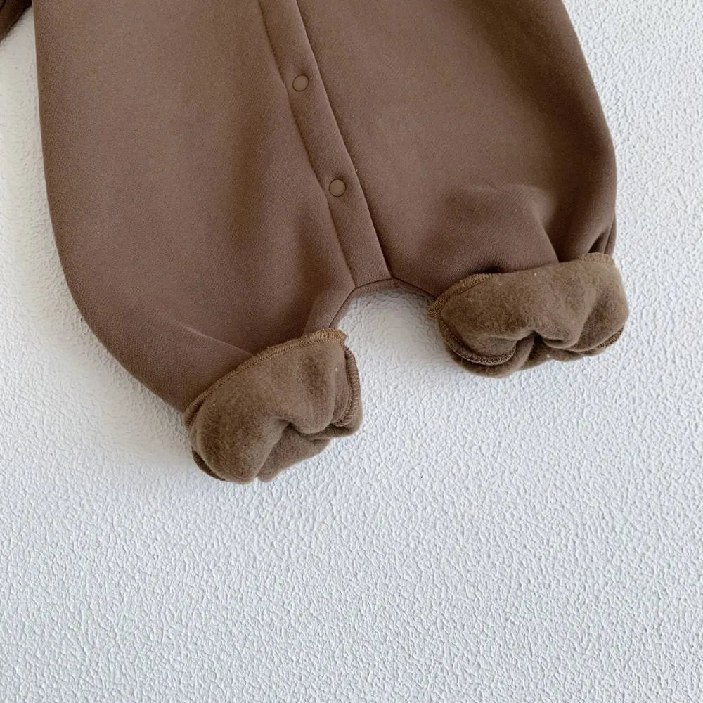 Knitted Bear Hooded Playsuit for Babies – Cozy Cotton Blend with Zipper Closure, Machine Washable, Available from Newborn to Toddler 4