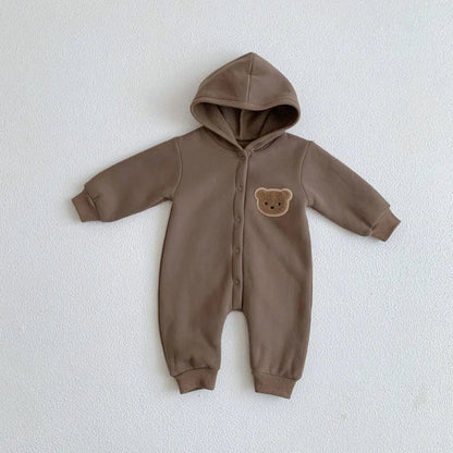 Knitted Bear Hooded Playsuit for Babies – Cozy Cotton Blend with Zipper Closure, Machine Washable, Available from Newborn to Toddler 7