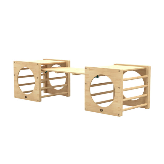 Montessori Climbing Frame Set – Versatile Wooden Cubes and Bridge for Indoor Play, FSC Certified, Supports 40kg 0