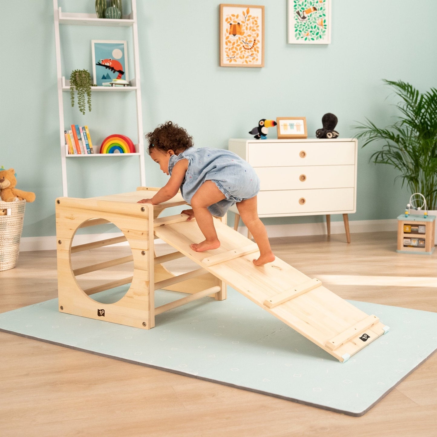 Montessori Climbing Frame Set – Versatile Wooden Cubes and Bridge for Indoor Play, FSC Certified, Supports 40kg 1