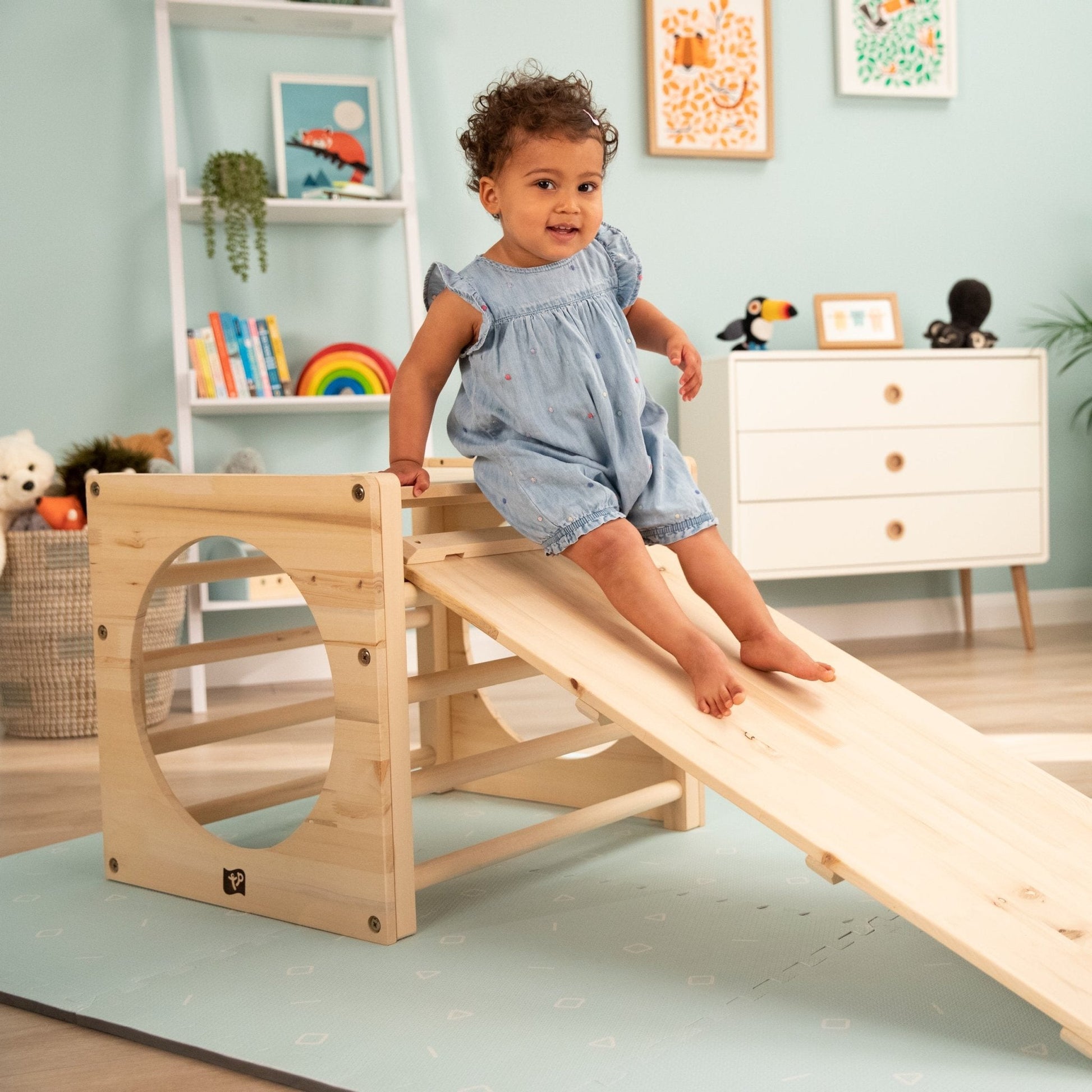 Montessori Climbing Frame Set – Versatile Wooden Cubes and Bridge for Indoor Play, FSC Certified, Supports 40kg 2