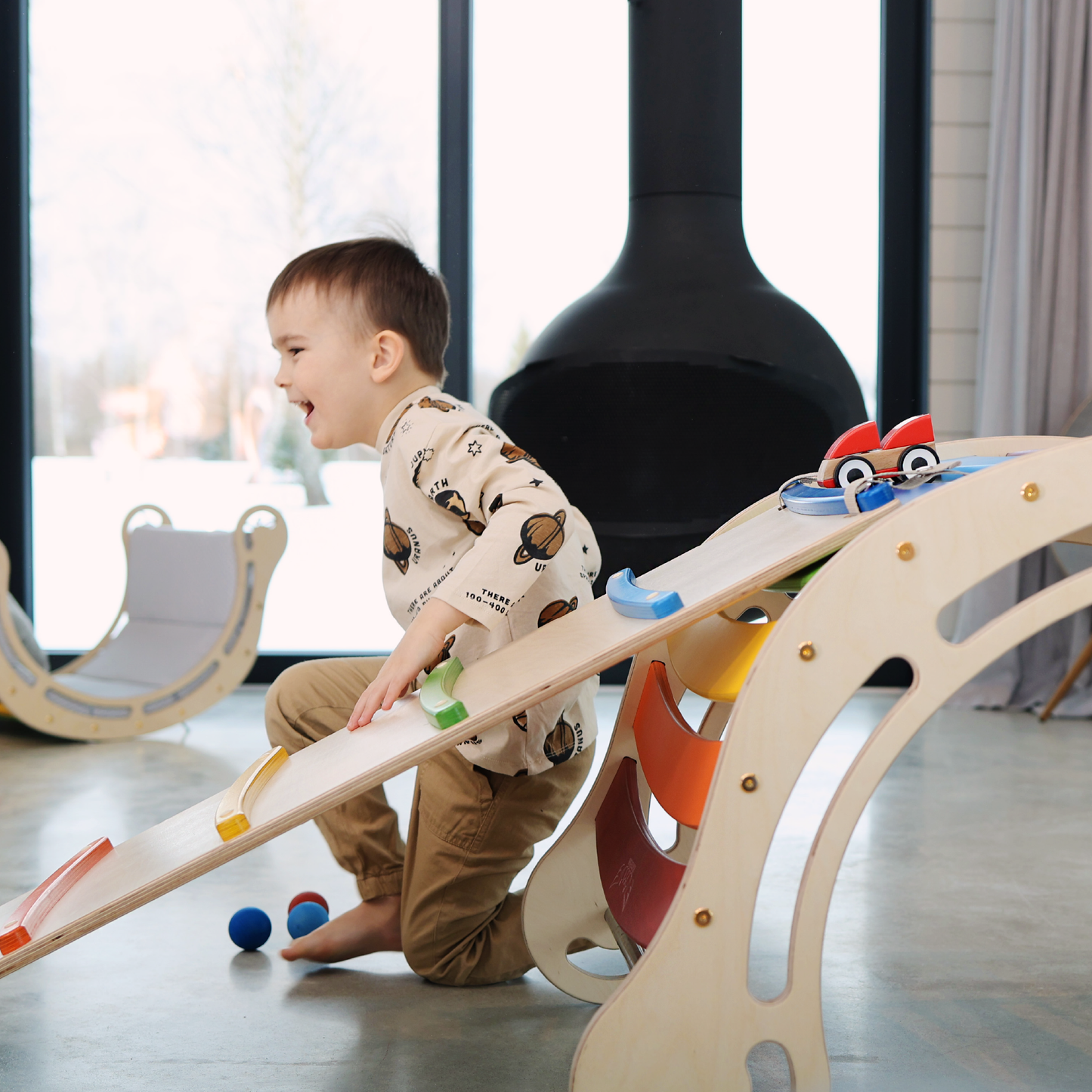 Montessori Climbing Frame and Slide Ramp for Kids – Dual Functionality, Durable Wooden Design, Safe for Ages 24 Months and Up 2