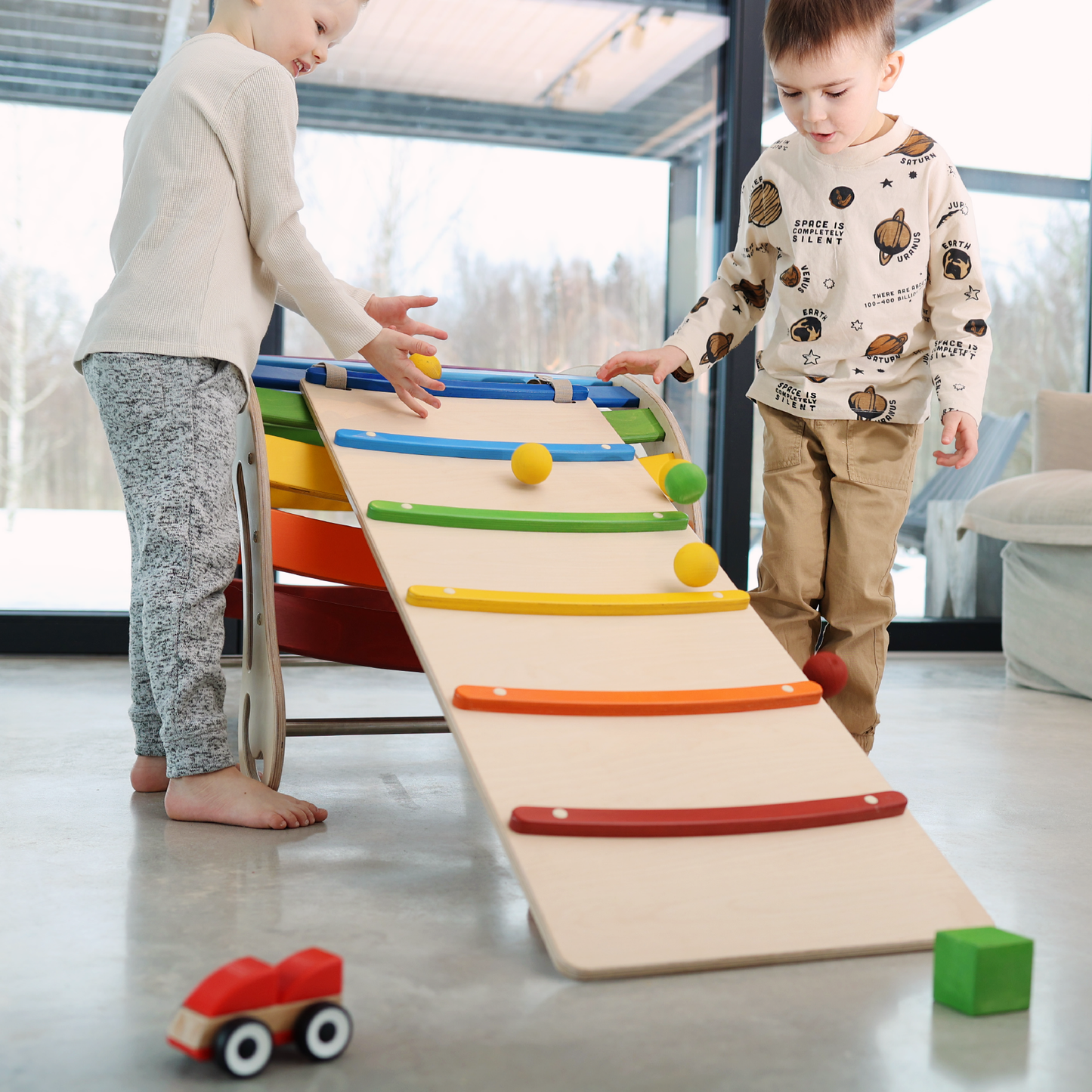 Montessori Climbing Frame and Slide Ramp for Kids – Dual Functionality, Durable Wooden Design, Safe for Ages 24 Months and Up 3