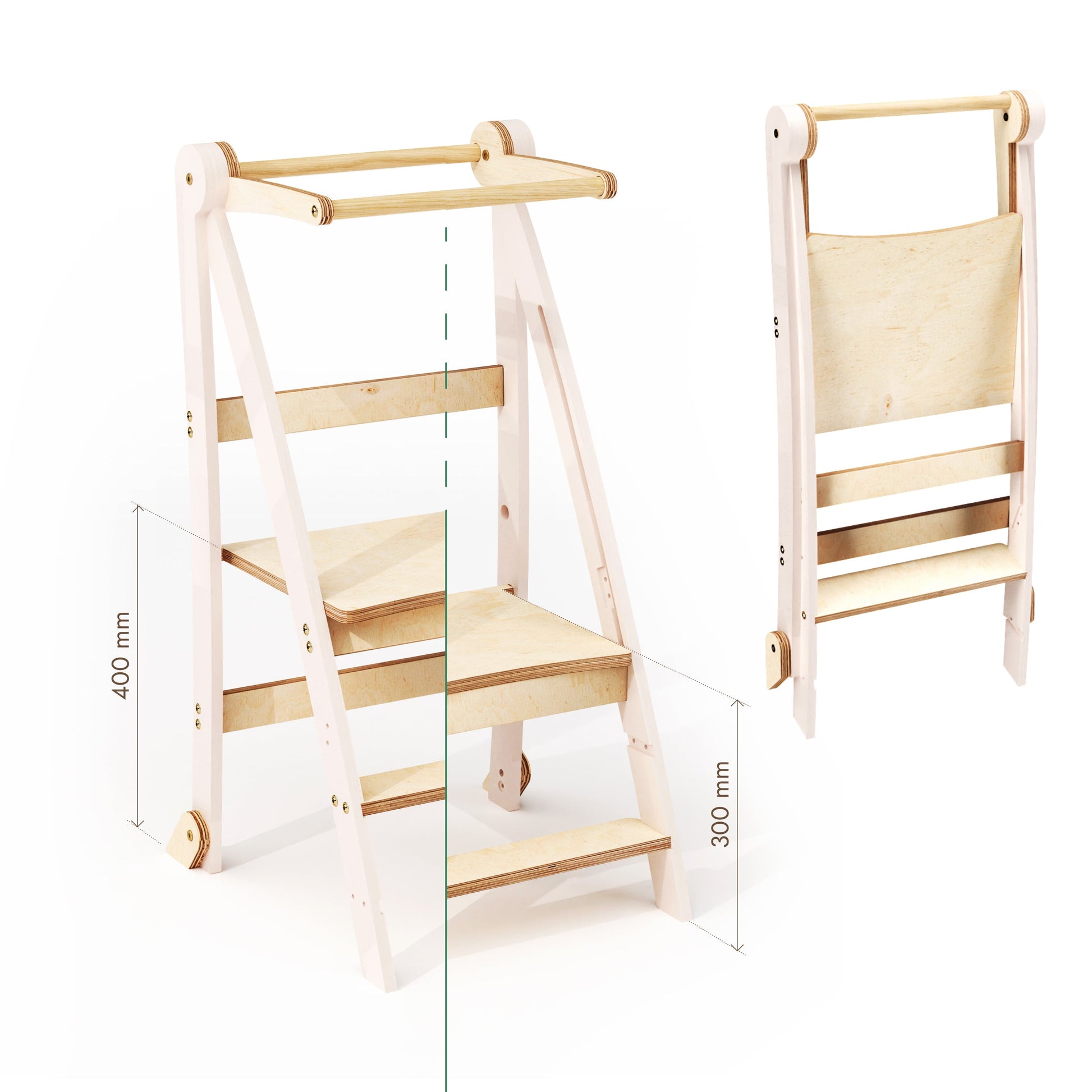 Montessori Learning Tower – Adjustable Height Kids Stool with Anti-Tip Design and Natural Wood Finish 1