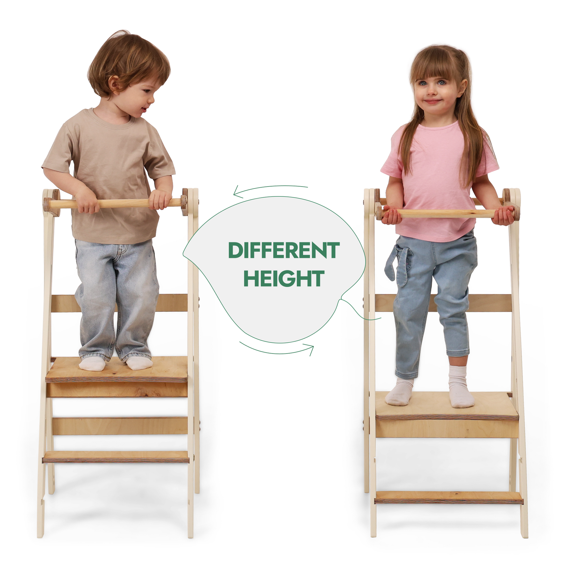 Montessori Learning Tower – Adjustable Height Kids Stool with Anti-Tip Design and Natural Wood Finish 3