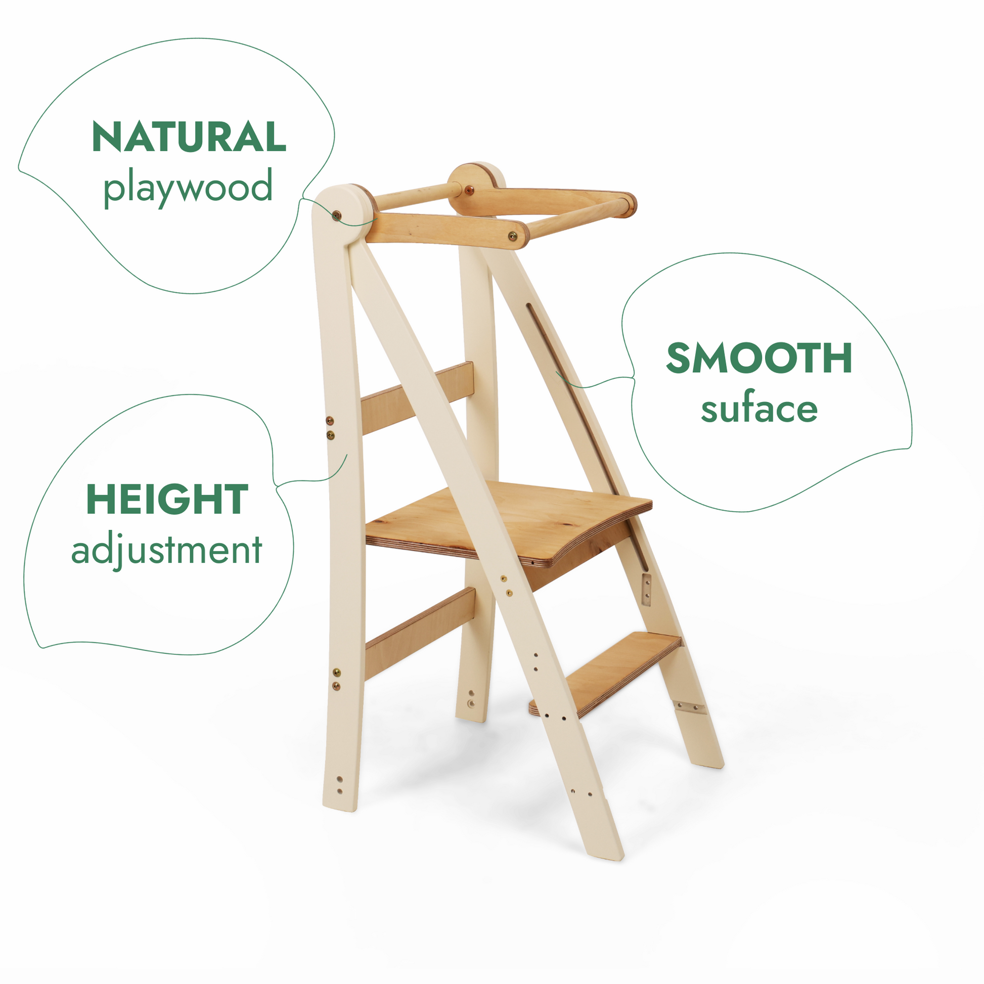 Montessori Learning Tower – Adjustable Height Kids Stool with Anti-Tip Design and Natural Wood Finish 5