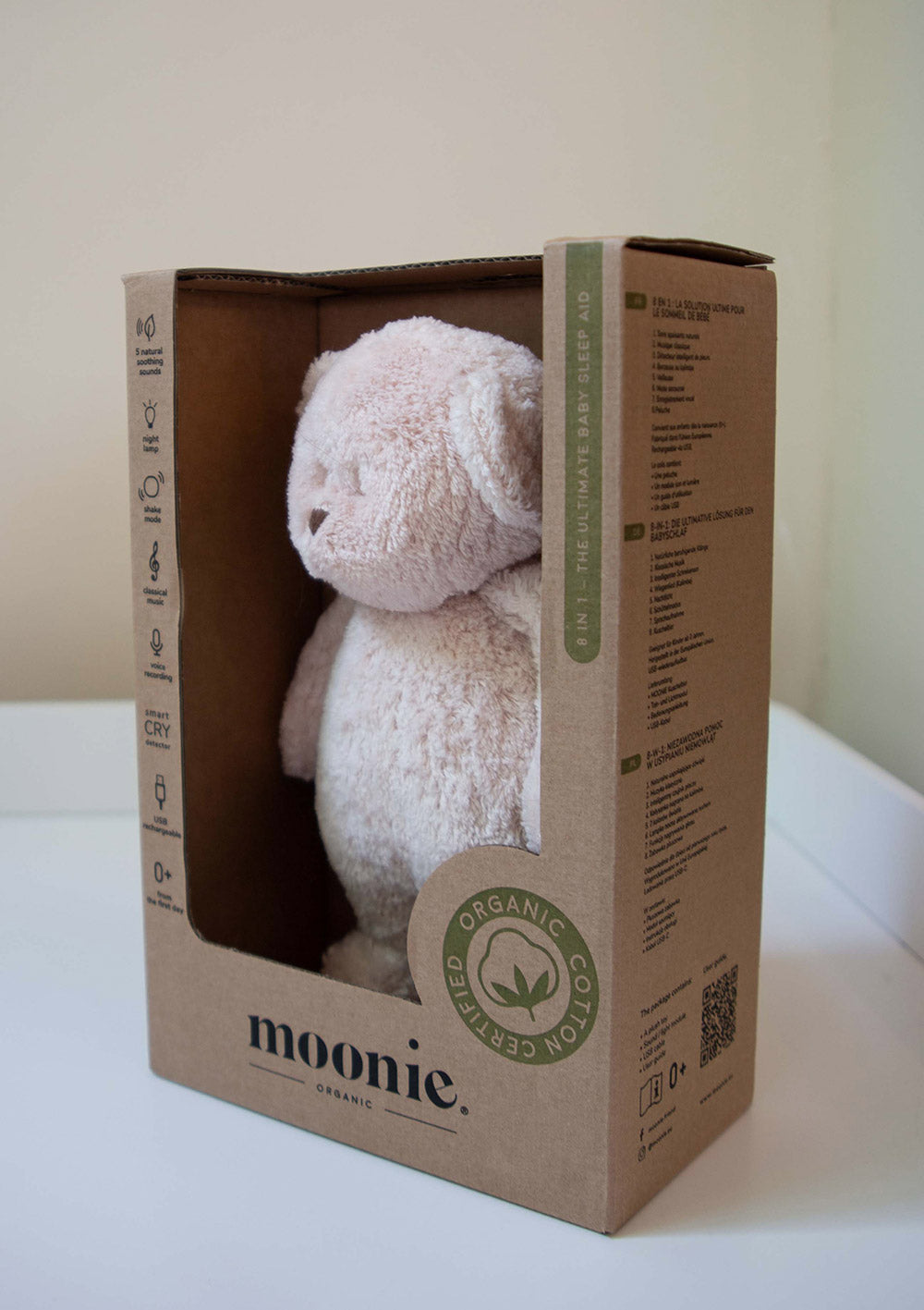 Organic Cotton Teddy Bear Sleep Assistant with Light and Sound – 8-in-1 Baby Soother with Voice Recording and Calming Sounds 4