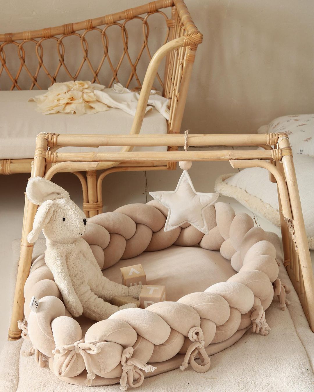 Plaited Cotton Velvet Baby Nest with Hypoallergenic Filling – Cozy Newborn Sleep Pod for Safe Rest and Play 1