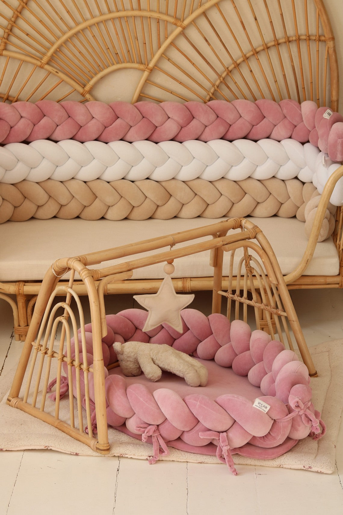 Plaited Cotton Velvet Baby Nest with Hypoallergenic Filling – Cozy Newborn Sleep Pod for Safe Rest and Play 8