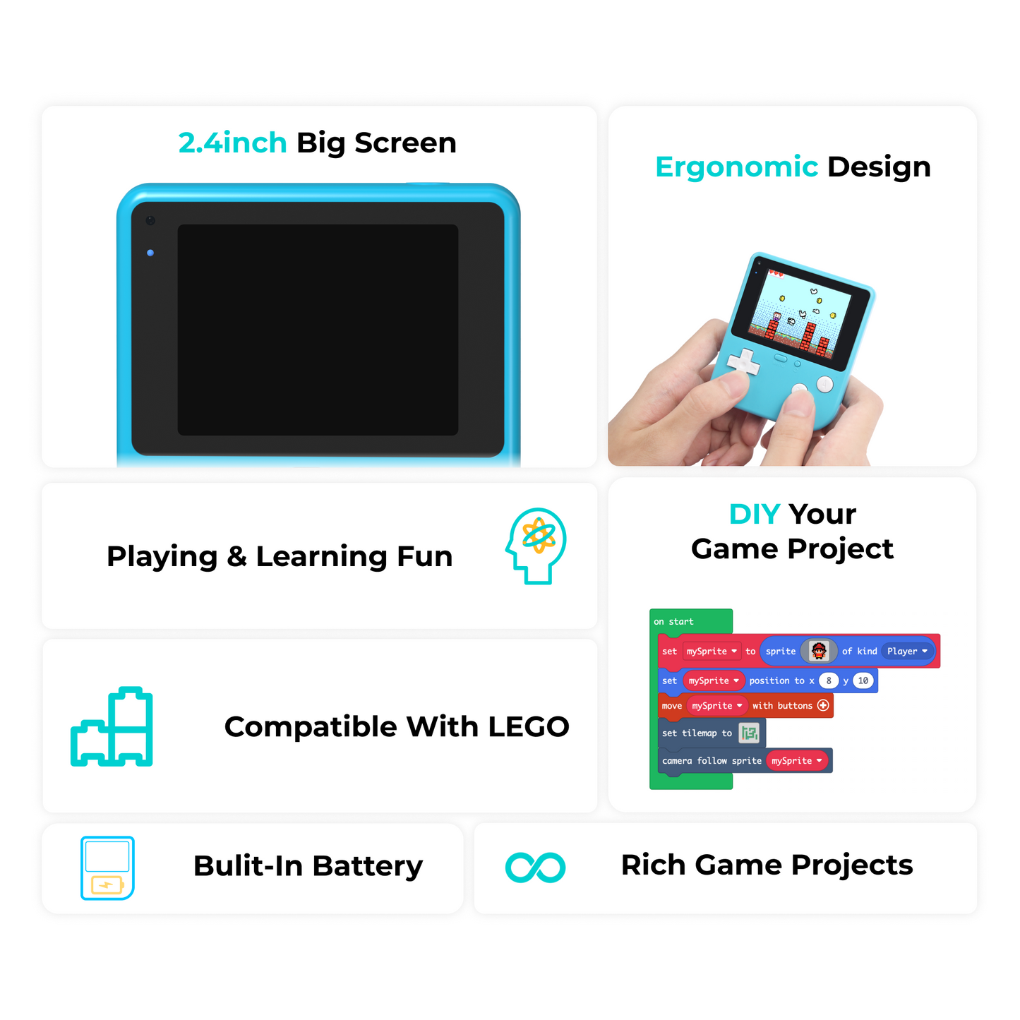 Retro Arcade Game Programming Machine for Kids – Supports Block Programming and Python, 2.4-Inch Display, Portable Design 1