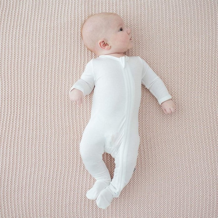 Soft Bamboo Rayon Zippered Baby Footie with Grips for 6-12 Months – Modern Earthy Colors, Stretchy and Breathable Design 3
