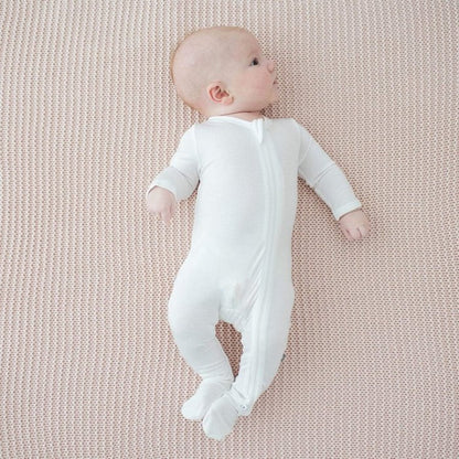 Soft Bamboo Rayon Zippered Baby Footie with Grips for 6-12 Months – Modern Earthy Colors, Stretchy and Breathable Design 3