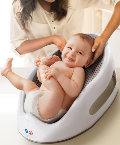Soft Touch Baby Bath Support for Infants – Comfortable and Safe Design with Suction Cups, Grey 0