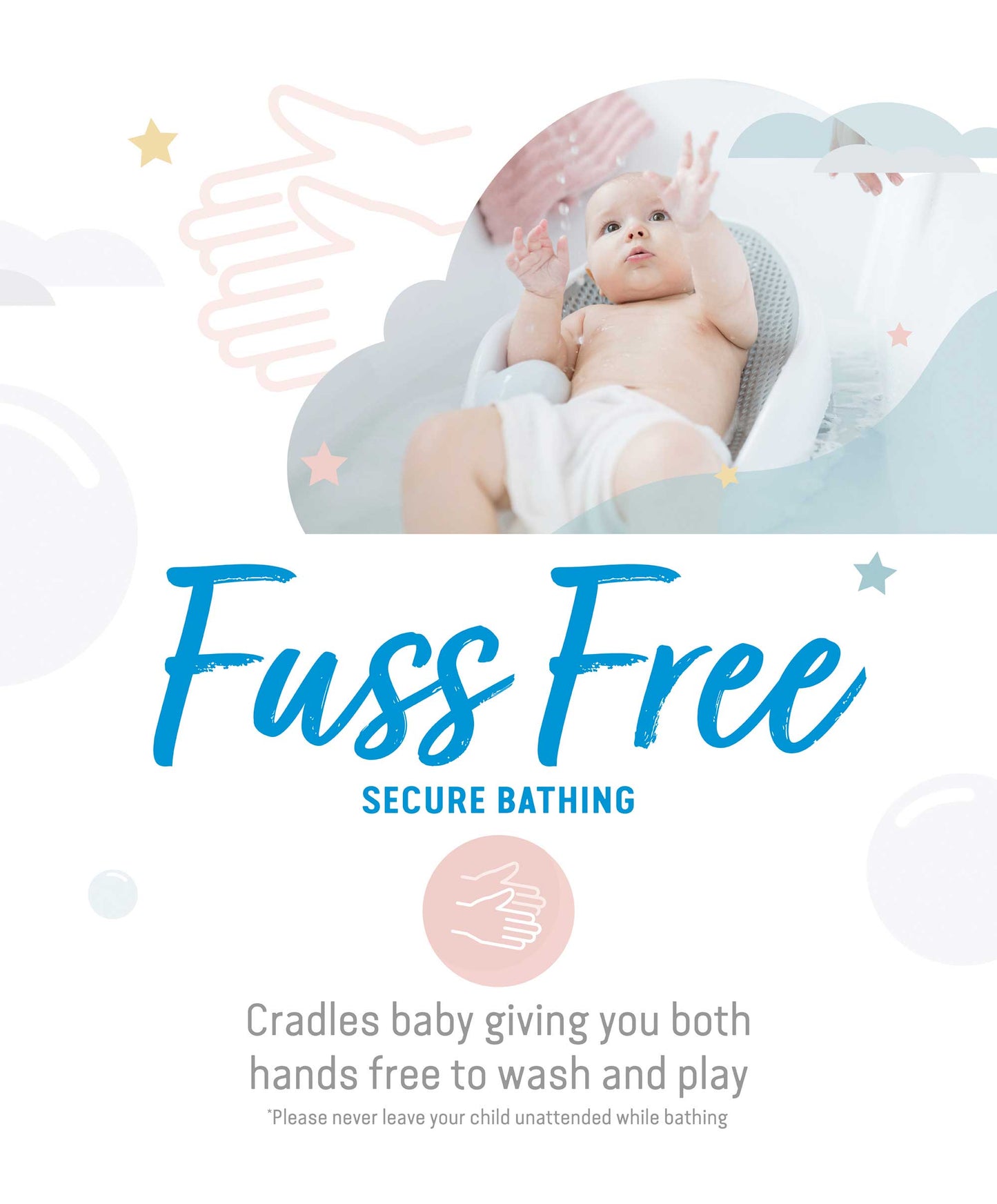 Soft Touch Baby Bath Support for Infants – Comfortable and Safe Design with Suction Cups, Grey 2