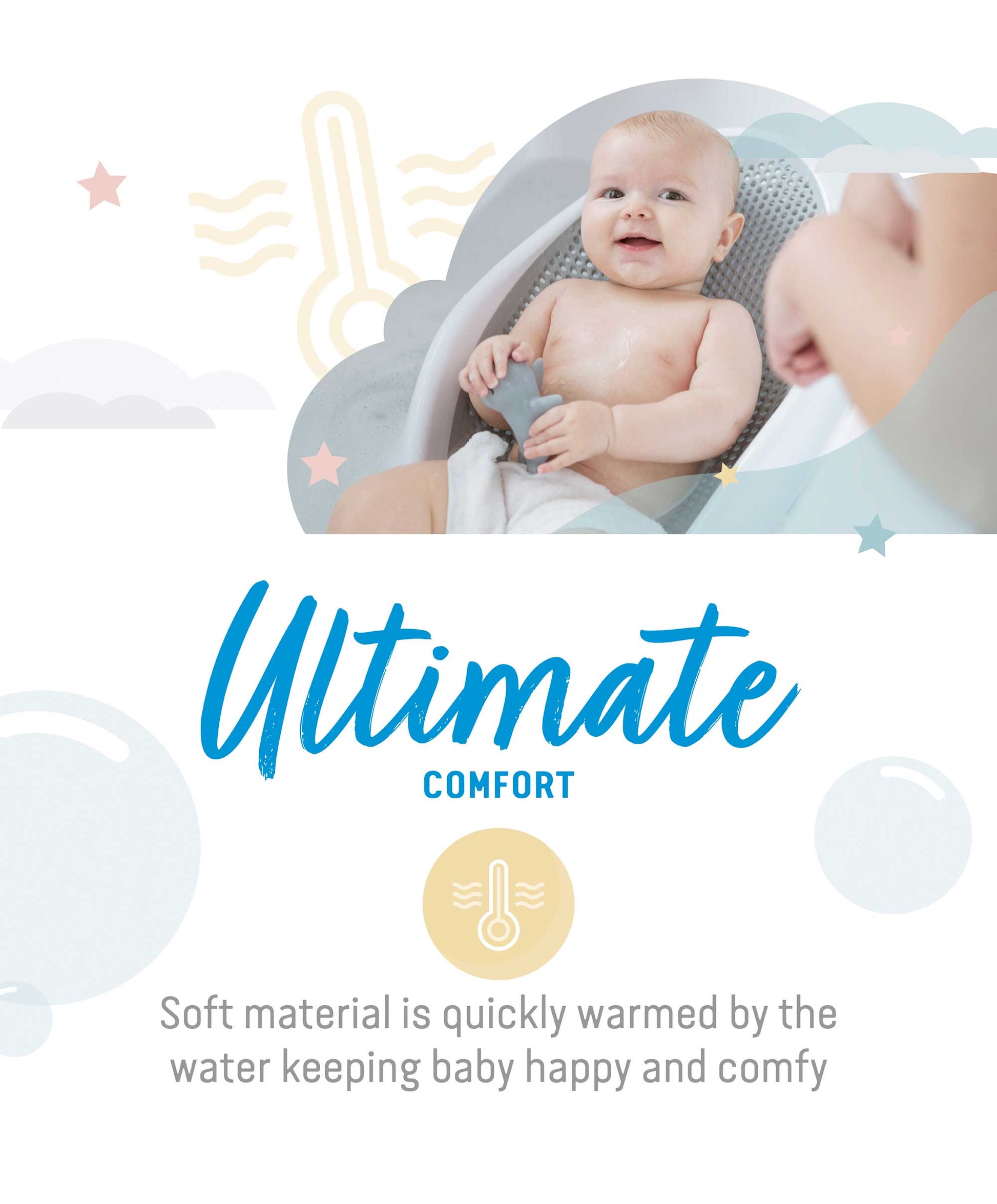 Soft Touch Baby Bath Support for Infants – Comfortable and Safe Design with Suction Cups, Grey 3