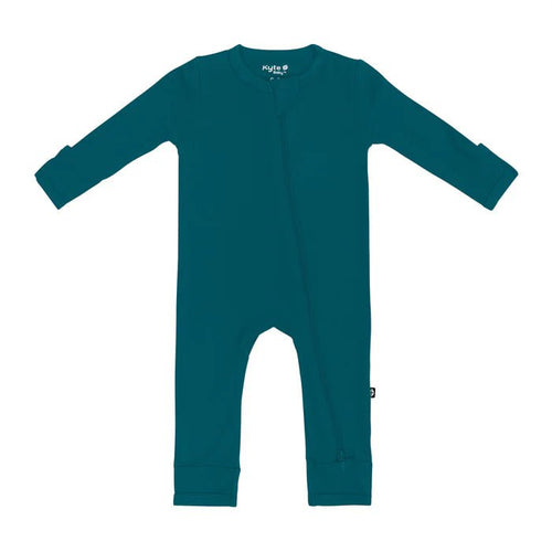 Solid Zippered Baby Romper in Bamboo Rayon – Comfortable Infant Jumpsuit for Newborns with Dual Zipper and Fold Over Cuffs 0