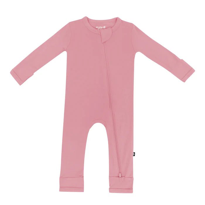 Solid Zippered Baby Romper in Bamboo Rayon – Comfortable Infant Jumpsuit for Newborns with Dual Zipper and Fold Over Cuffs 2