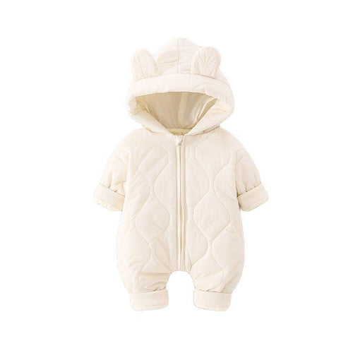 Teddy Romper for Babies – Cozy Quilted Winter Suit with Bear Ears and Hood, Unisex, Front Zip Closure, Ideal for Pram Use 6