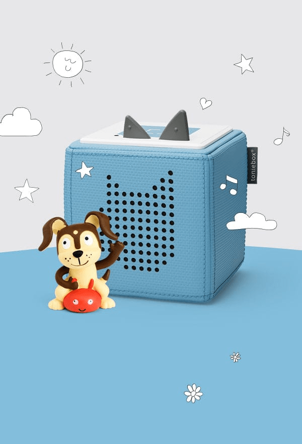 Toniebox Starter Set – Light Blue Audio System for Kids with Favorite Children's Songs and Charging Station 1