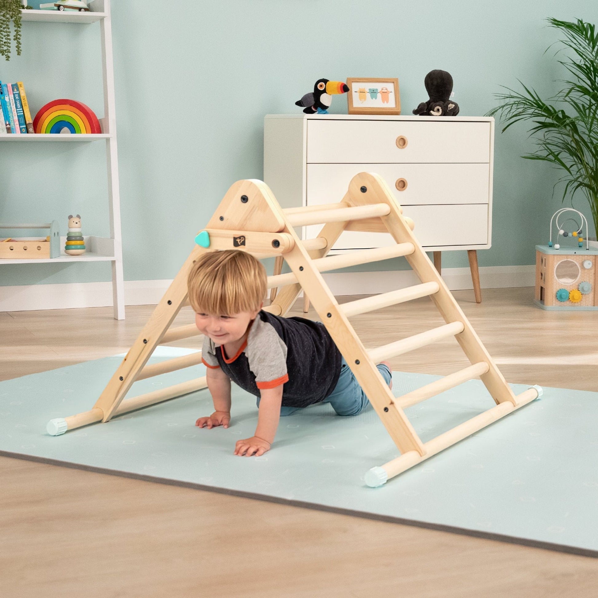 Wooden Climbing Frame Triangle for Toddlers – Eco-Friendly Montessori Indoor Play Equipment with Foldable Design and Anti-Slip Feet 2
