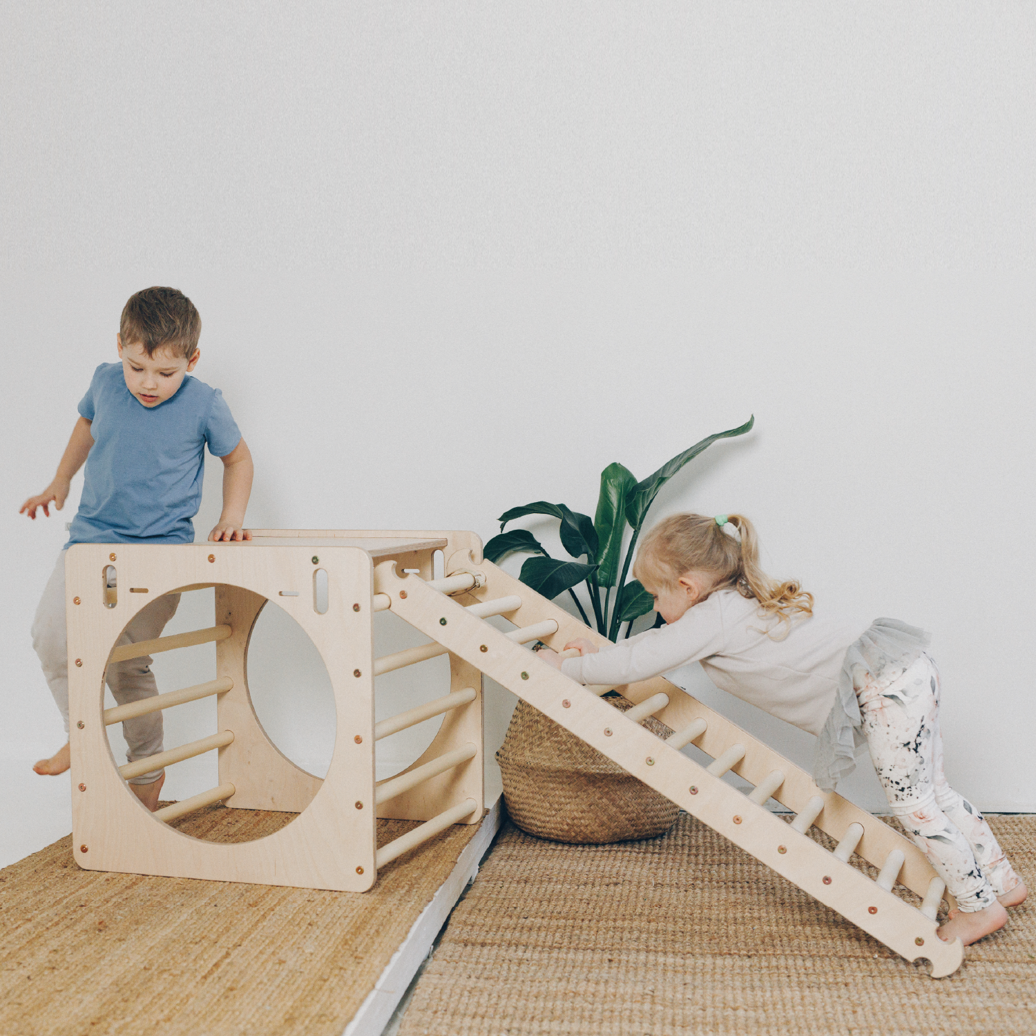 Wooden Climbing Frame and Slide Combo for Toddlers – Adjustable Height Montessori Rock Wall for Safe Play 2