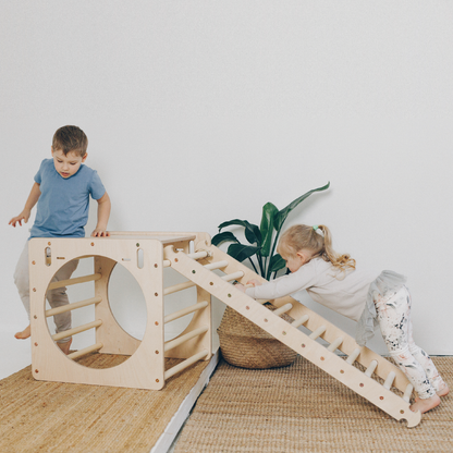 Wooden Climbing Frame and Slide Combo for Toddlers – Adjustable Height Montessori Rock Wall for Safe Play 2