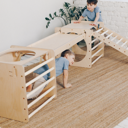 Wooden Climbing Frame and Slide Combo for Toddlers – Adjustable Height Montessori Rock Wall for Safe Play 5