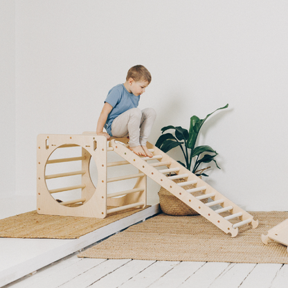 Wooden Climbing Frame and Slide Combo for Toddlers – Adjustable Height Montessori Rock Wall for Safe Play 6