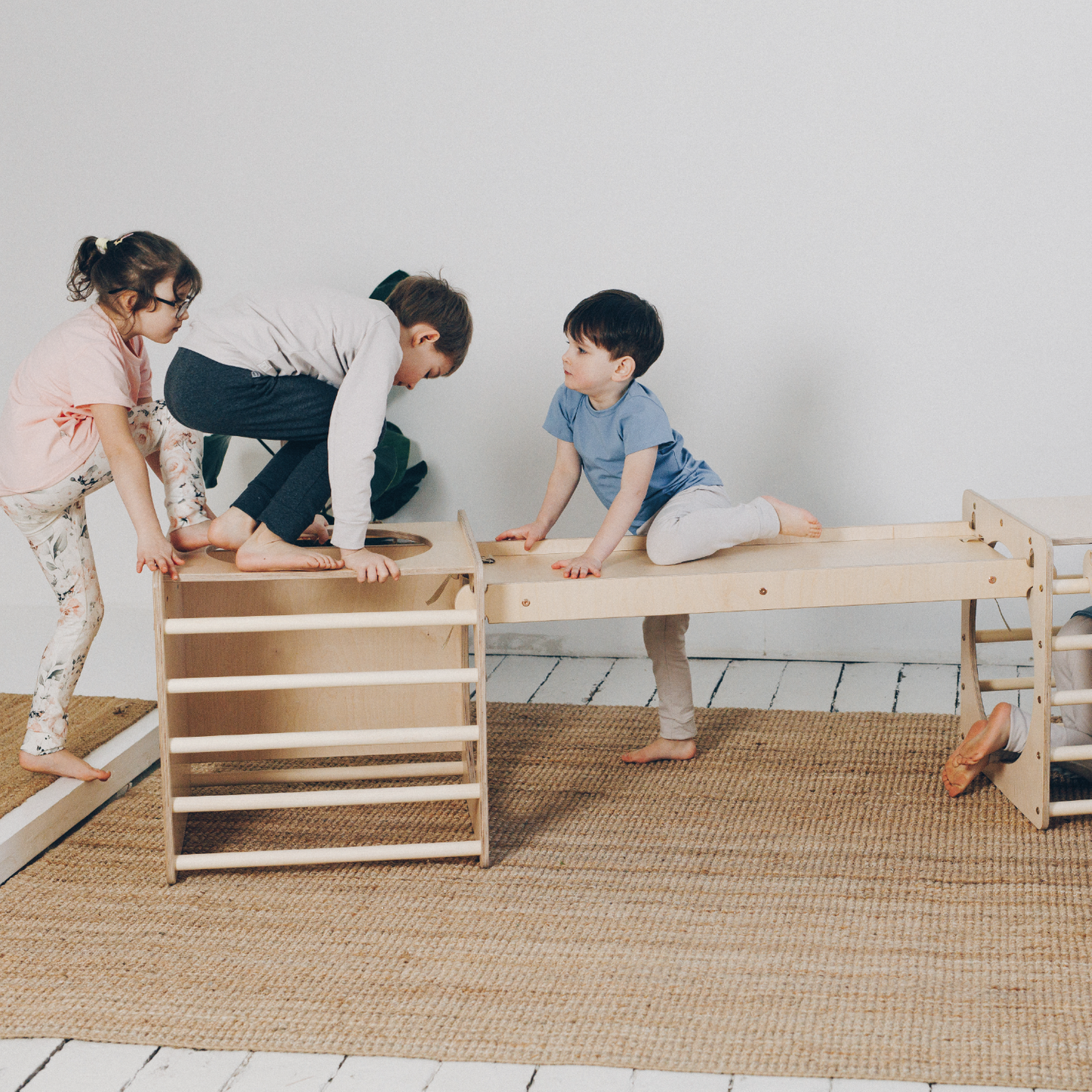 Wooden Climbing Frame and Slide Combo for Toddlers – Adjustable Height Montessori Rock Wall for Safe Play 7