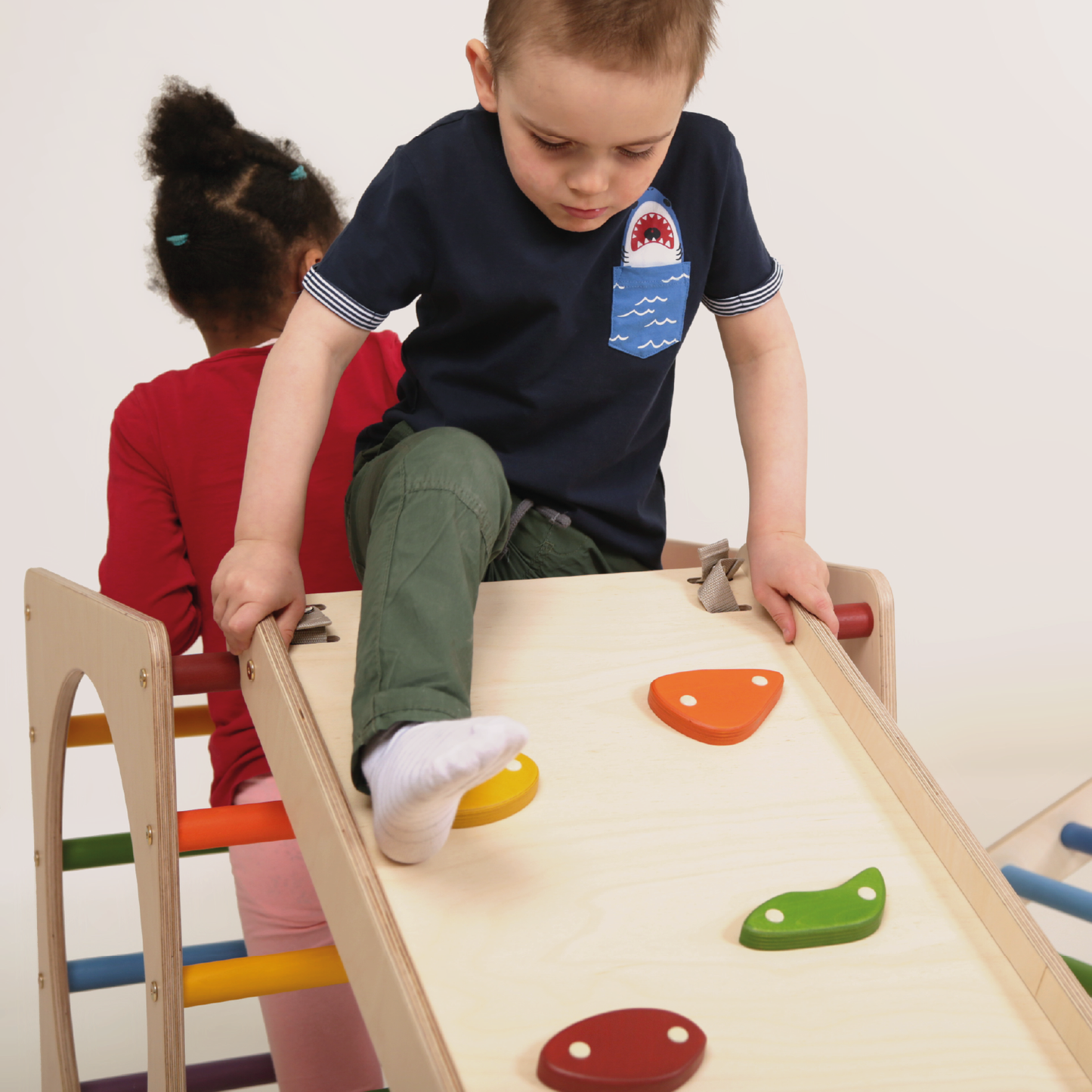 Wooden Climbing Frame and Slide Combo for Toddlers – Adjustable Height Montessori Rock Wall for Safe Play 8