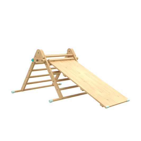 Wooden Climbing Frame with Slide – Indoor Pikler Style Triangle Set for Children’s Active Play, FSC Certified Safe Design 0